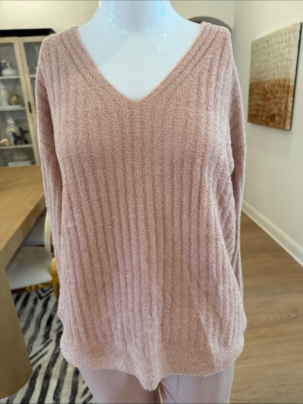 Barefoot Dreams Pink Clay V-Neck Pullover LuxeLounge Pants Mixed Set - Picture 7 of 14